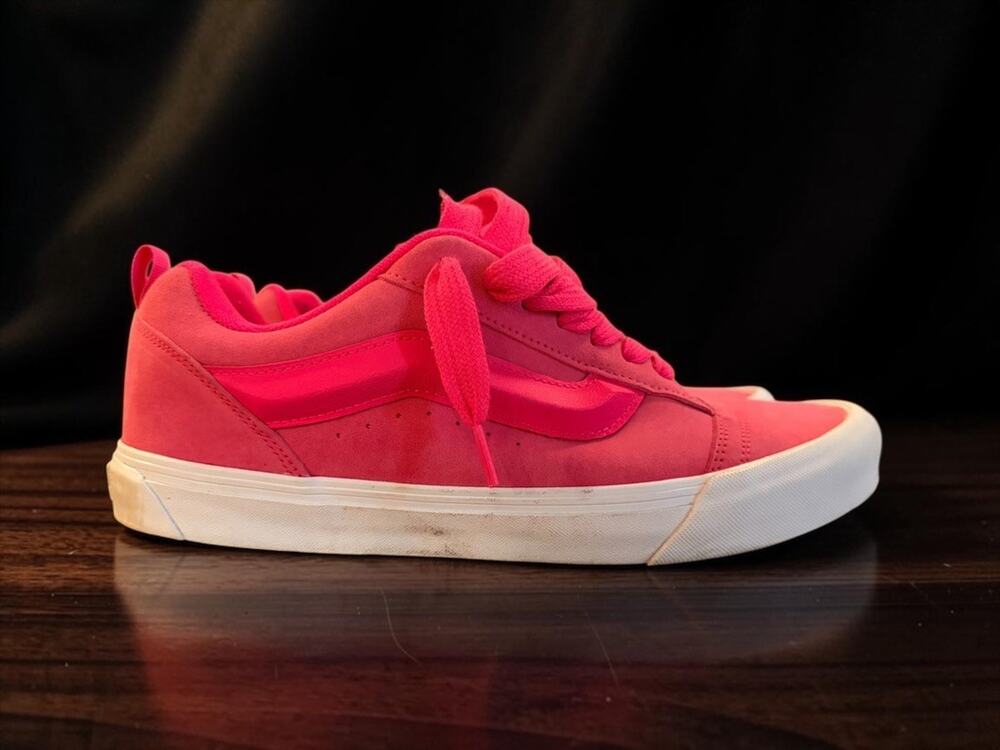Vans Knu Skool "Pink Glo" Suede Chunky Skate Shoes - Men's Size 13